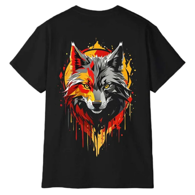 تیشرت آستین کوتاه مردانه طرح گرگ مدل 1317 جنس نخ و پلی استر