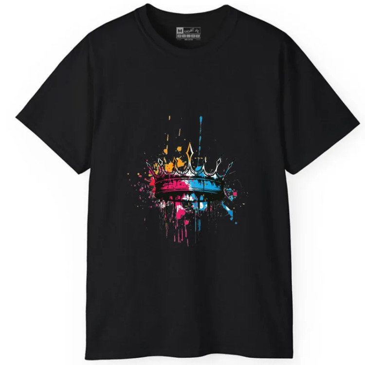 تیشرت آستین کوتاه مردانه پاد آفرین مدل تاج کد 1908 نخ پلی استر طرح دار