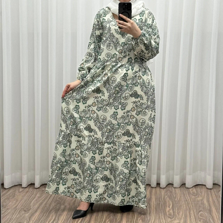 پیراهن نخی زنانه فری سایز مدل گریپ کد 780 مناسب تا سایز 48 چهارفصل شیک و راحت بدون آبرفت و رنگ رفت سایه نمیاندازد کمربند دارد