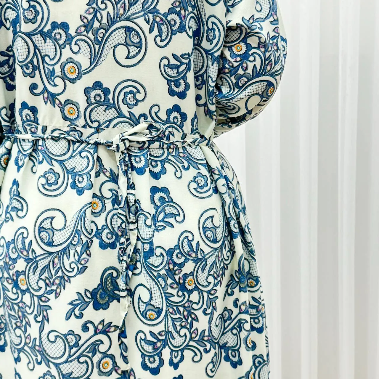 پیراهن نخی زنانه فری سایز مدل گریپ کد 780 مناسب تا سایز 48 چهارفصل شیک و راحت بدون آبرفت و رنگ رفت سایه نمیاندازد کمربند دارد