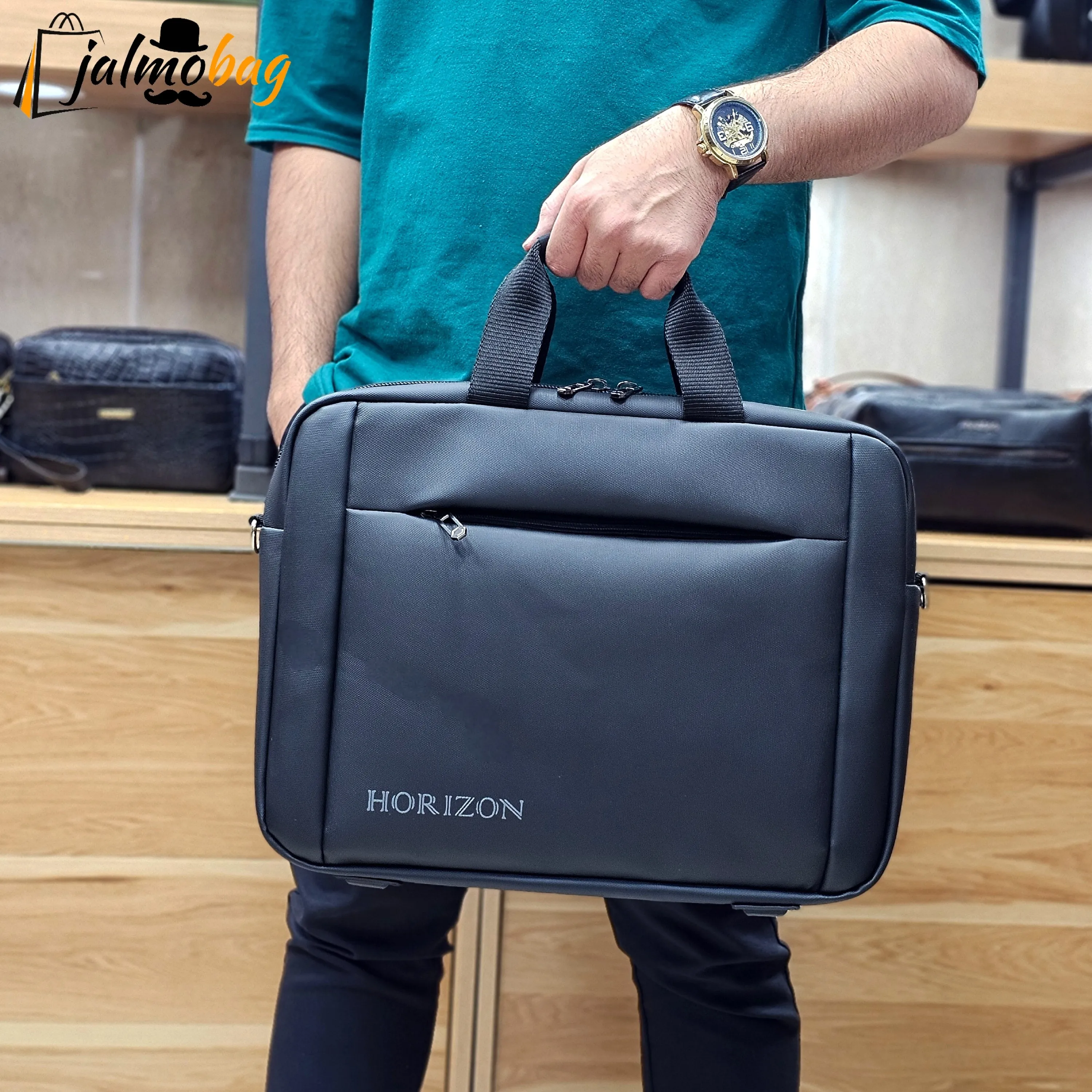 کیف اداری لپتاپی سیلیکونی ضد خش دوشی و دستی دو خانه