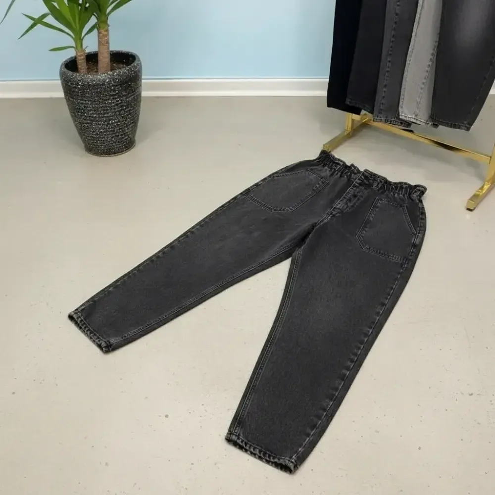 شلوار زنانه مام استایل قد 90 طرح جین کمر کشی