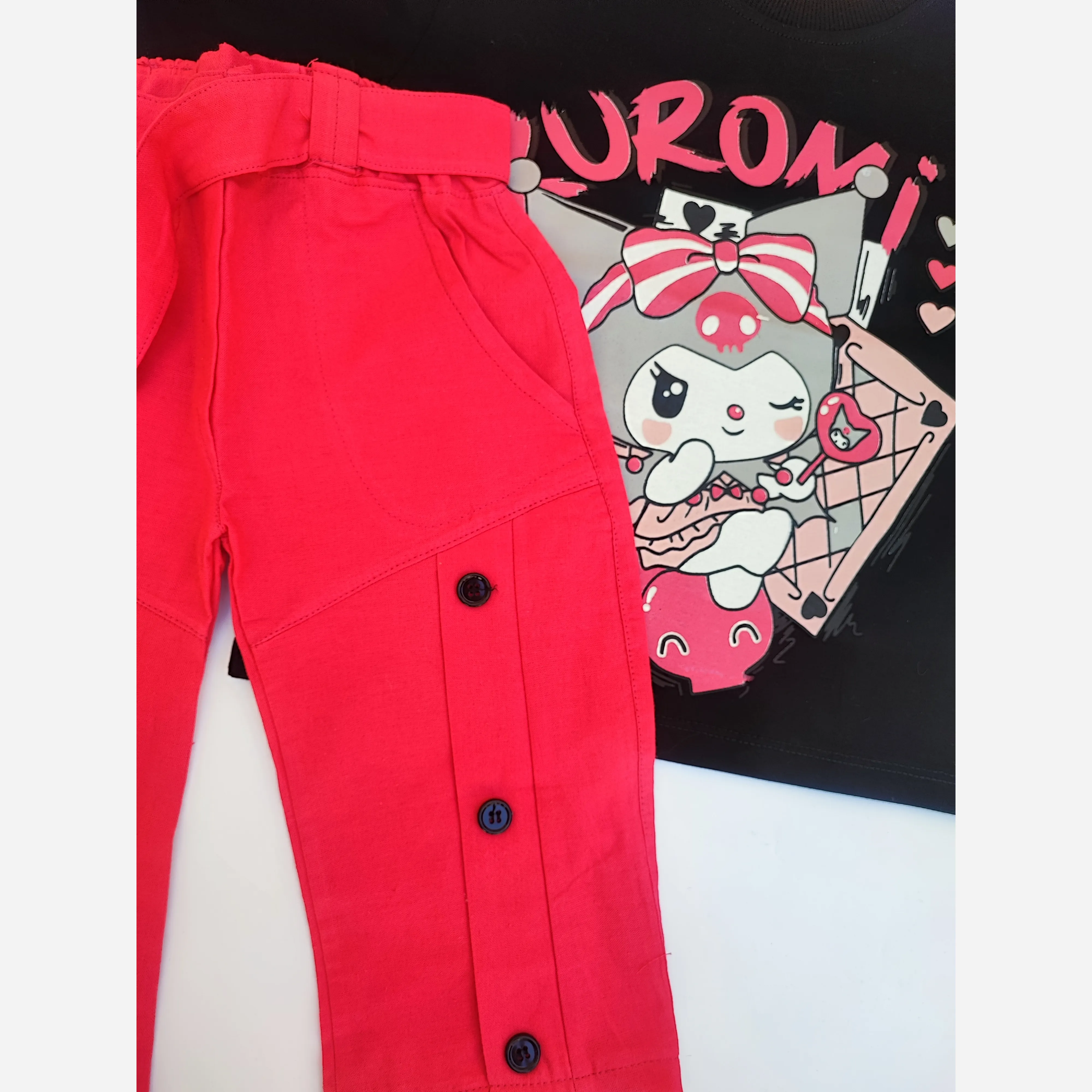 ست تیشرت و شلوارک طرح دار کرومی پنبه ای بچه گانه تابستانه