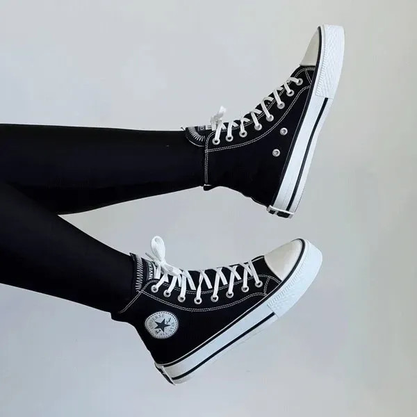 کفش زنانه ساقدار مدل آل استار 1093 رویه کتان زیره پی وی سی سایزبندی 37 تا 40