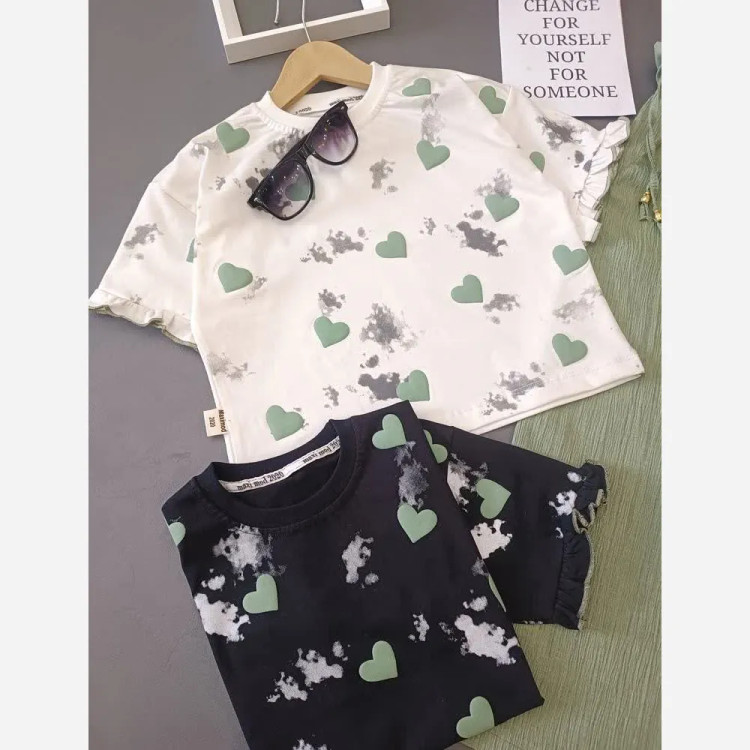 ست تیشرت و شلوار دخترانه جنس پنبه یکرو و نیو کراش سایز 50 تا 65