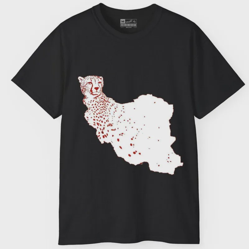 تی شرت آستین کوتاه مردانه پاد آفرین مدل نقشه ایران گربه کد109 سایز M L XL XXL