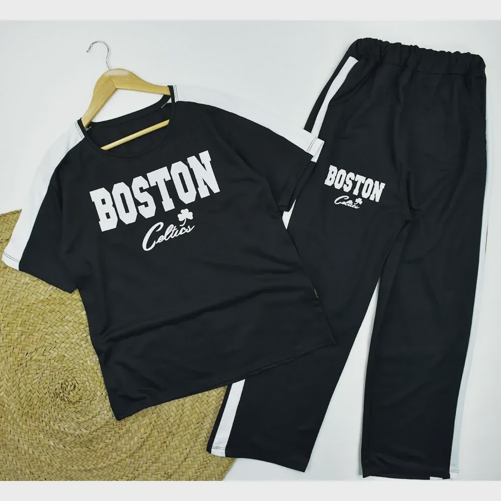 ست تیشرت و شلوار زنانه طرح BOSTON کد 11740 فری سایز