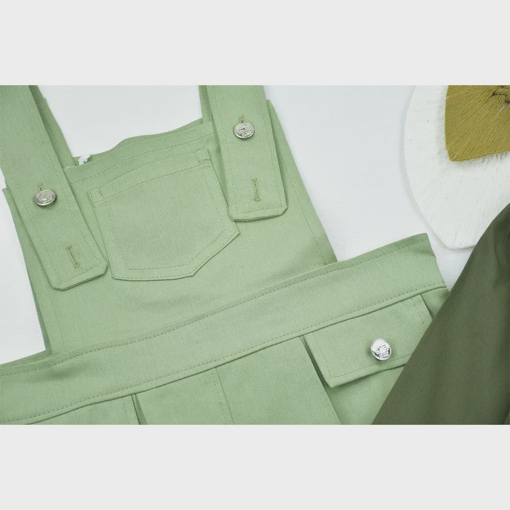 ست کت و سارافون دخترانه کتان رنگ یشمی