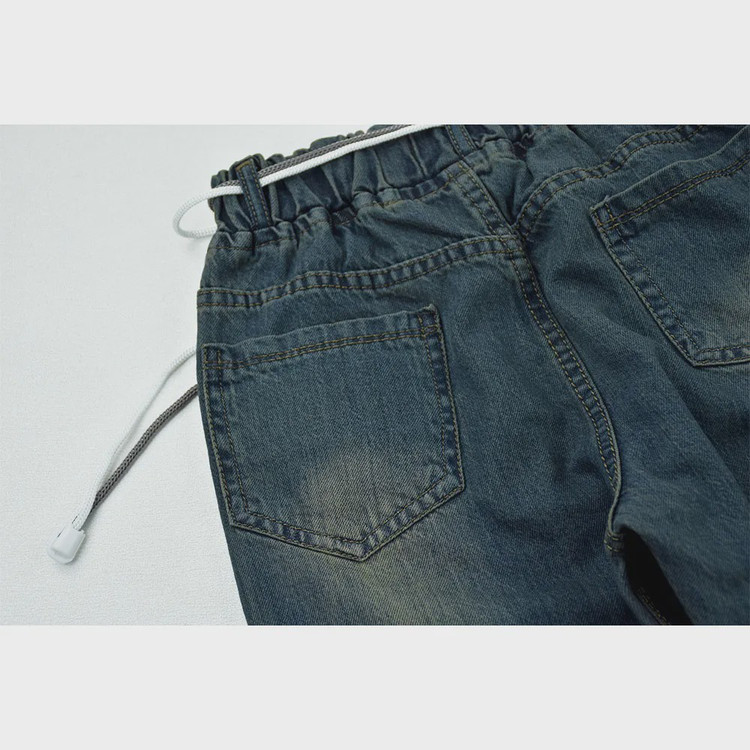 شلوار جین پسرانه آبی مام فیت سایز 7 تا 12 سال مناسب مجالس و استفاده روزمره