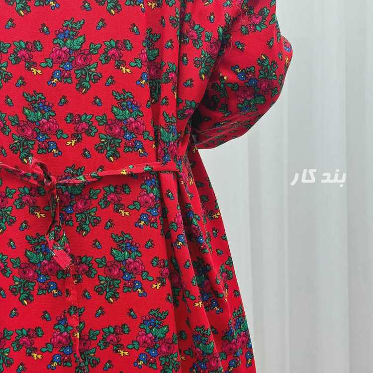 پیراهن نخی ترکمنستان گل نقلی فری سایز تا 54 چهارفصل شیک و راحت طل bos وبند دار