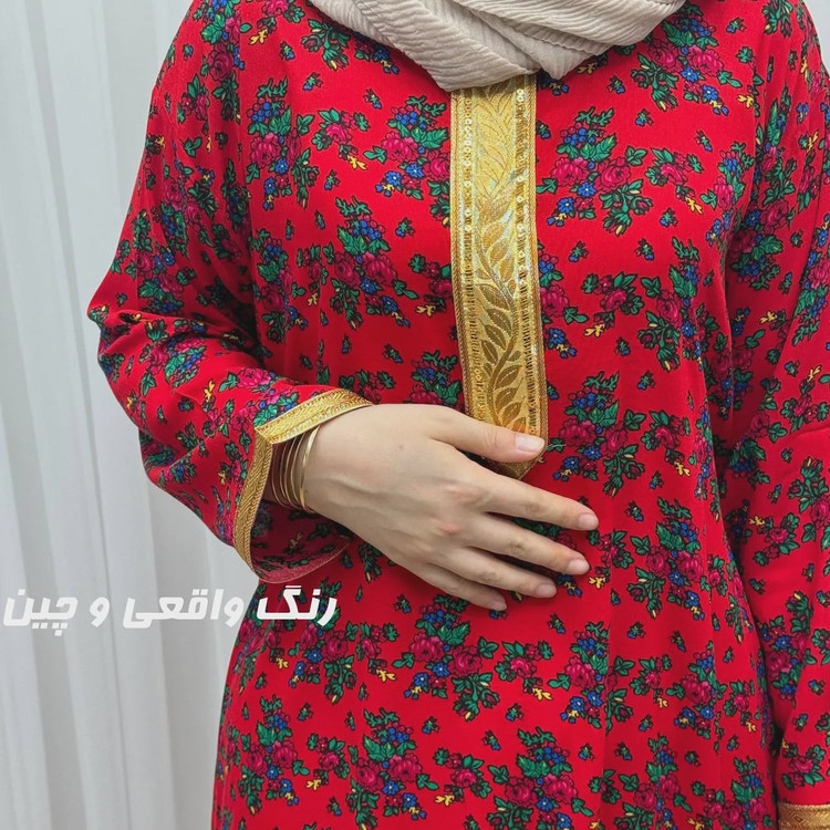 پیراهن نخی ترکمنستان گل نقلی فری سایز تا 54 چهارفصل شیک و راحت طل bos وبند دار