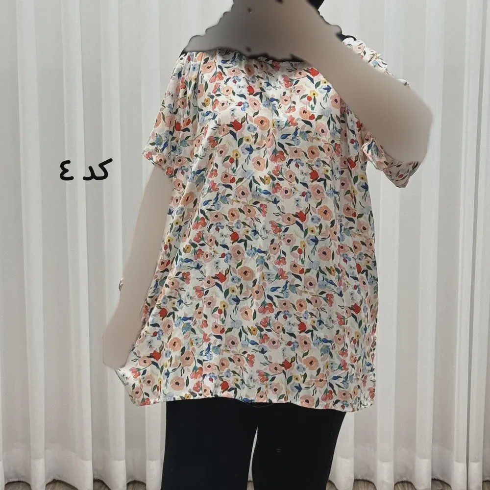 تیشرت نخی زنانه دکمه دار فری سایز مناسب تا سایز 52