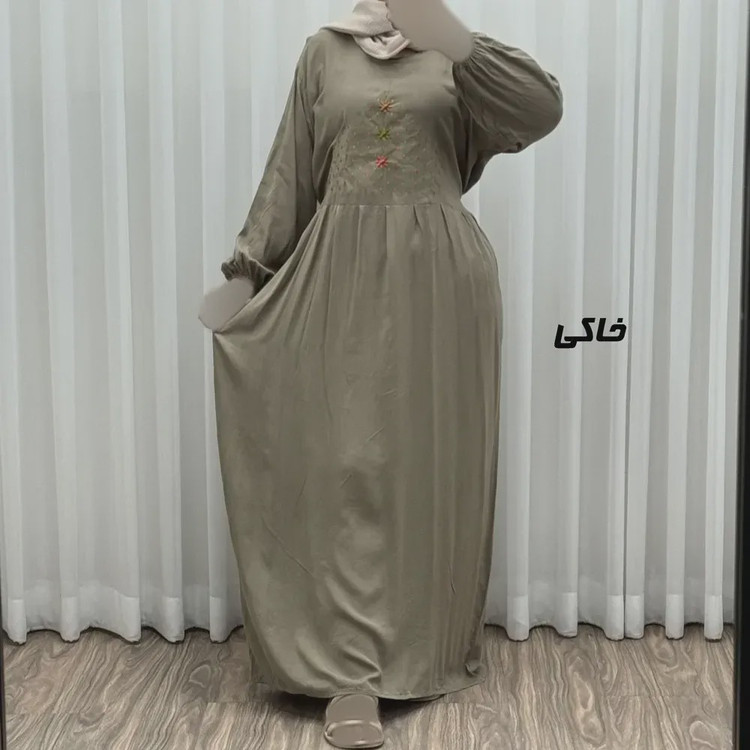 پیراهن ساحلی نخی گلدوزی شده زنانه و دخترانه فری سایز تا 46 با کمربند