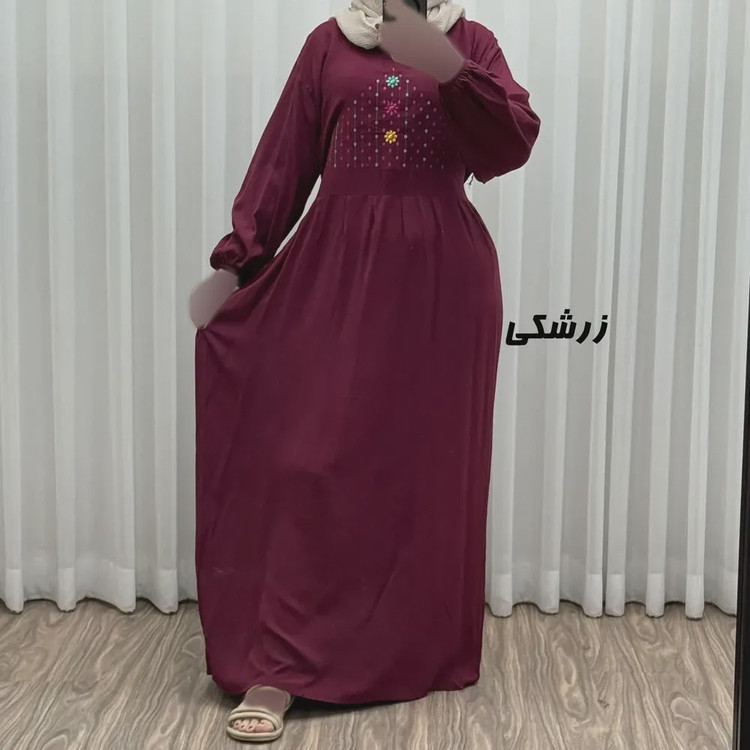 پیراهن ساحلی نخی گلدوزی شده زنانه و دخترانه فری سایز تا 46 با کمربند