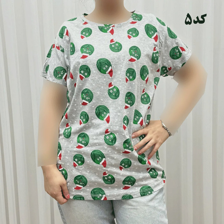 تیشرت طرحدار H M کد 1169 نخ پنبه چهارفصل زنانه دخترانه تنخور راحت