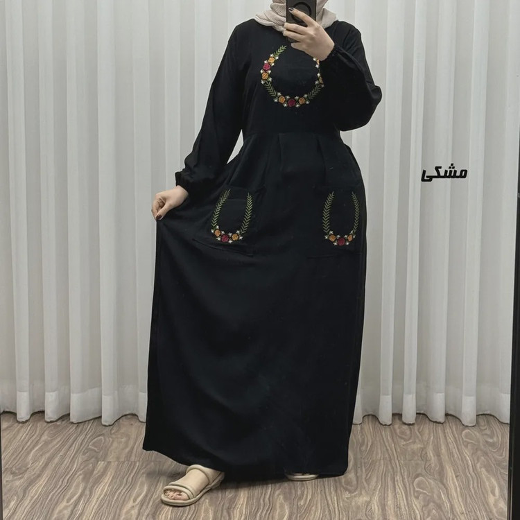 پیراهن نخی گلدوزی زنانه مدل خاطره فری سایز مناسب تا 48