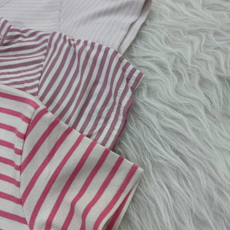 کراپ راه راه کبریتی چهارفصل زنانه دخترانه تنخور شیک سایز S M L XL XXL