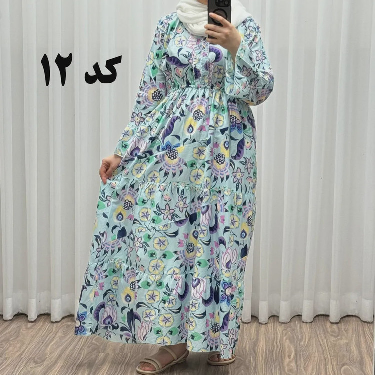 پیراهن ساحلی نخی آستین بلند فری سایز تا 48 کد 749 شسته شده بدون آبرفت و رنگ رفتگی چهارفصل تن خور شیک