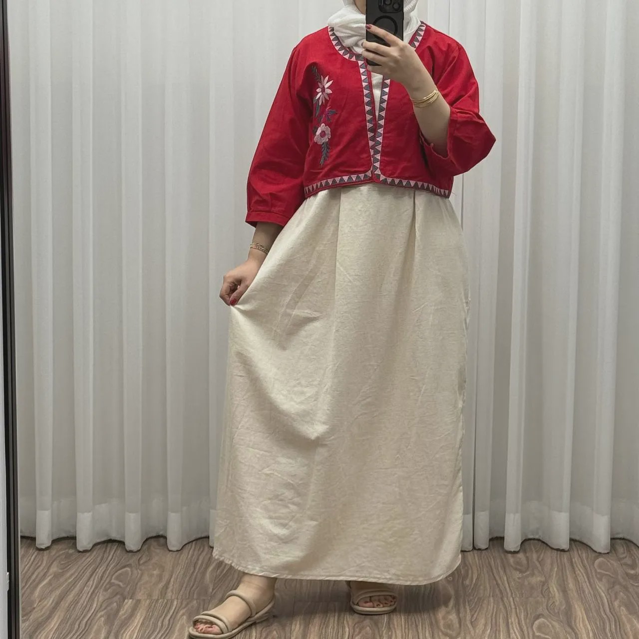 کت سارافون لینن مدل یولیا فری سایز زنانه مناسب تا سایز 48 چهارفصل شیک و راحت