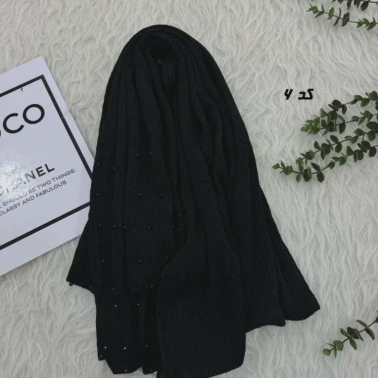 شال نخی مشکی قواره بزرگ 90 در 200 سانتیمتر بدون سُر خوردن و چروک شدن