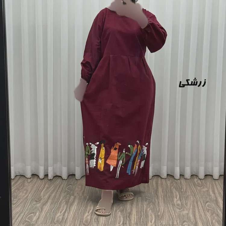 پیراهن ساحلی زنانه لینن فری سایز مدل کمرکش مناسب تا سایز 48