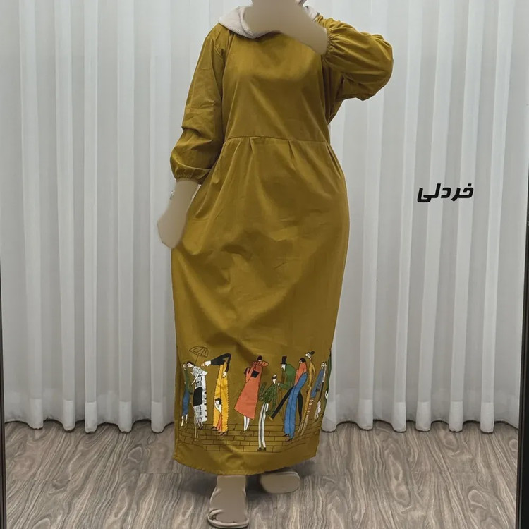 پیراهن ساحلی زنانه لینن فری سایز مدل کمرکش مناسب تا سایز 48