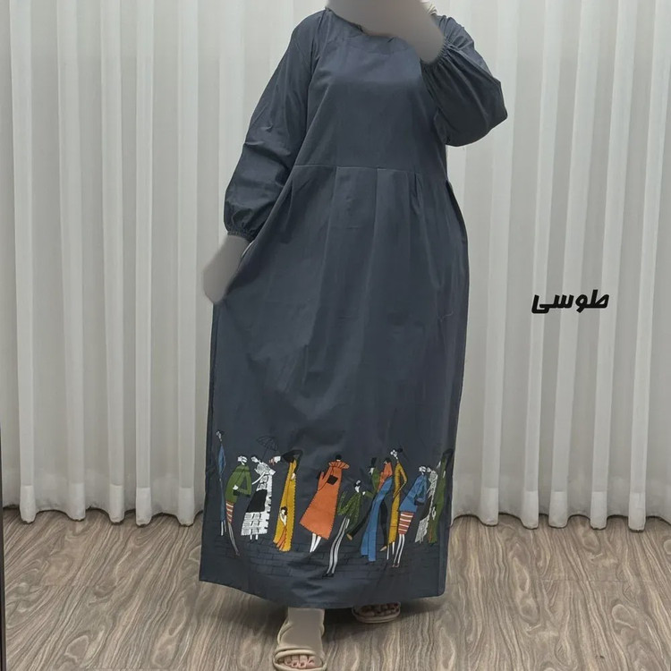 پیراهن ساحلی زنانه لینن فری سایز مدل کمرکش مناسب تا سایز 48