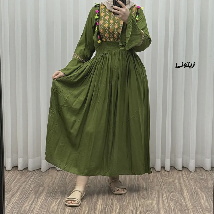 پیراهن نخی گلدوزی زنانه و دخترانه مدل جانان فری سایز مناسب تا 48