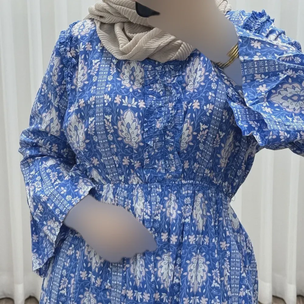 پیراهن عروسکی نخی زنانه و دخترانه فری سایز مناسب تا 46 همراه با کمربند