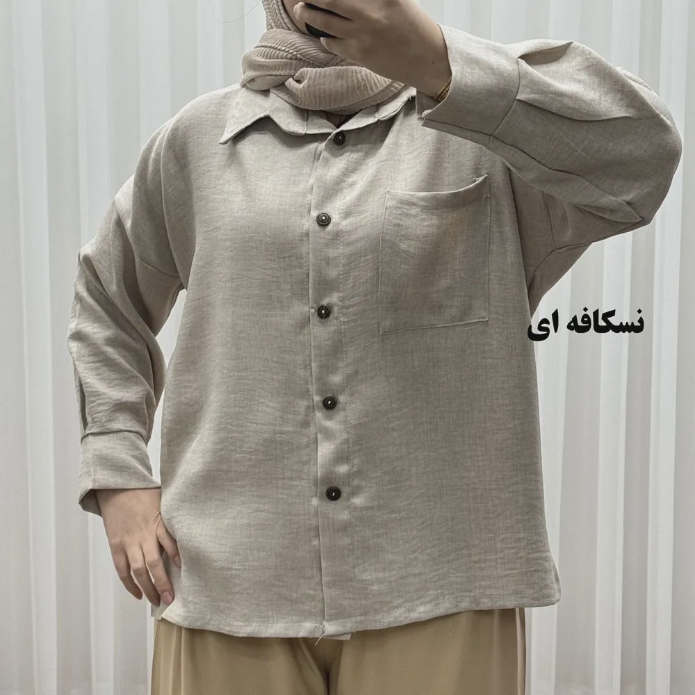 شومیز جلو دکمه صوفیا فری سایز مناسب تا 48 تنخور راحت چهارفصل بدون سایه انداختن