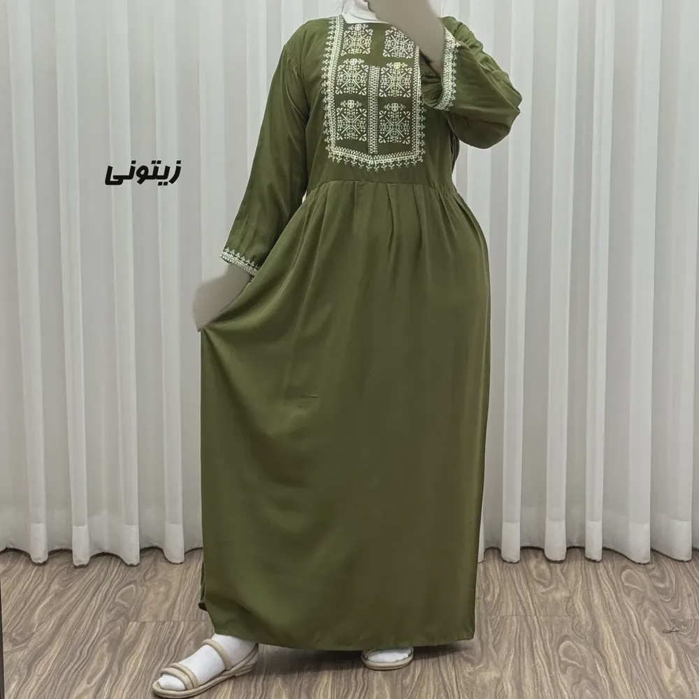 پیراهن ساحلی نخی زنانه مدل ساره 2 کد 1756 فری سایز با کمربند