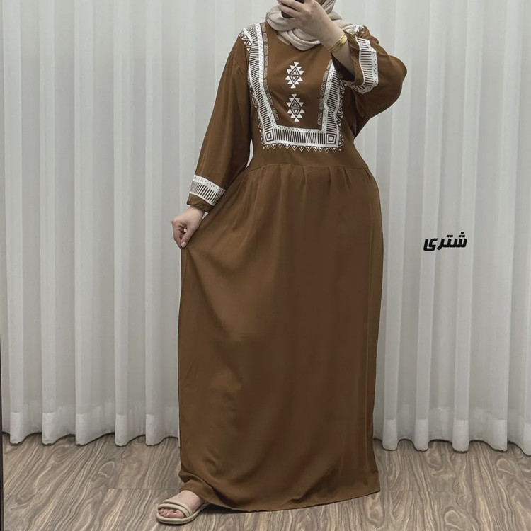 پیراهن نخی زنانه مدل پادمیرا فری سایز مناسب تا 48 همراه با کمربند