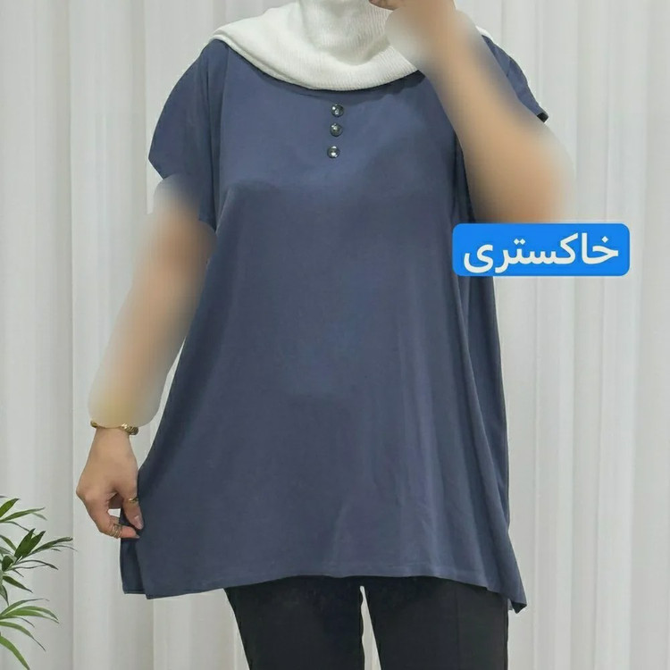 تاپ زنانه نخی شسته شده فری سایز مناسب تا سایز 50 چهارفصل تنخور آزاد و راحت