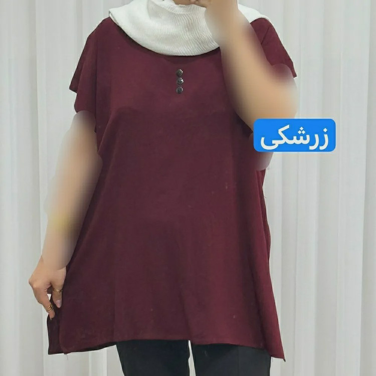 تاپ زنانه نخی شسته شده فری سایز مناسب تا سایز 50 چهارفصل تنخور آزاد و راحت