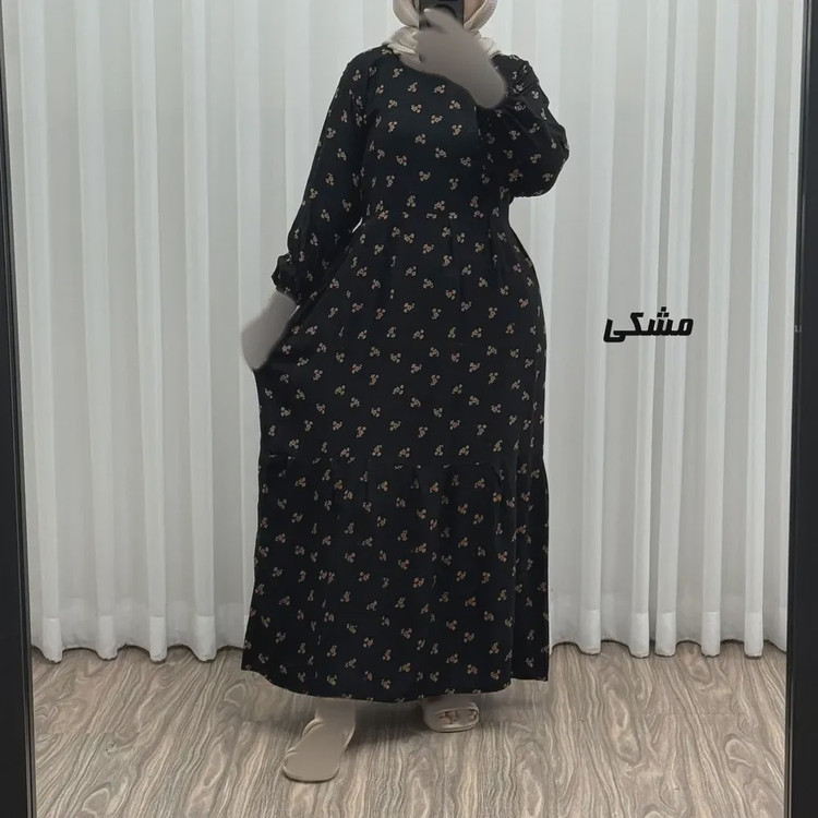 پیراهن ساحلی نخی گلدار زنانه و دخترانه فری سایز مناسب تا 44 با کمربند
