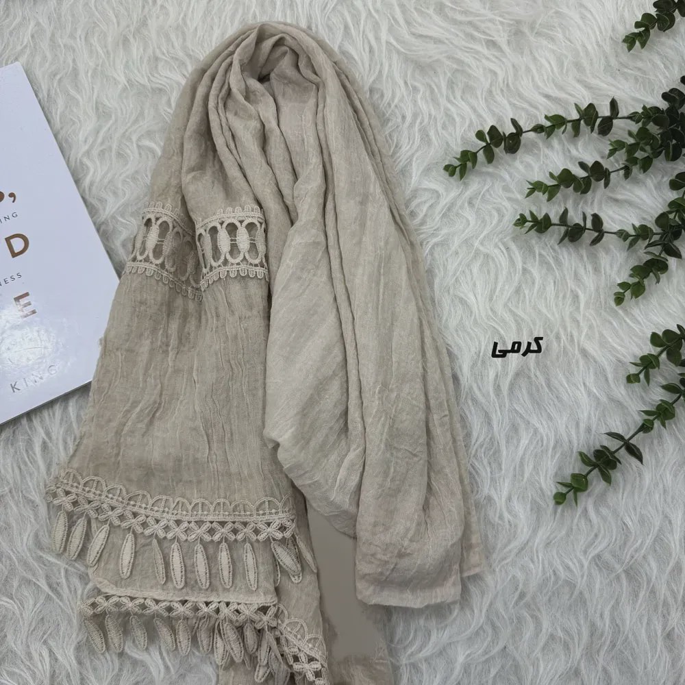 شال نخ پنبه دستک دار قواره 190 در 75 سانتیمتر بدون چروک و پرزدهی