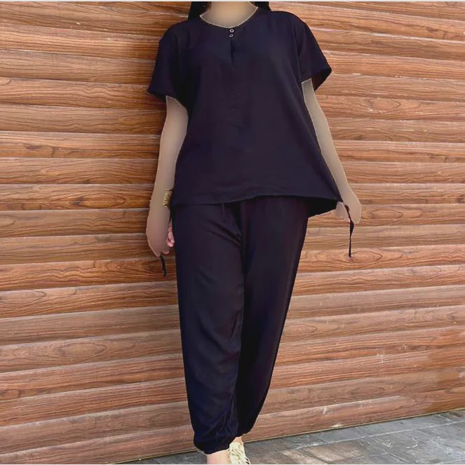 ست بلوز شلوار نخی زنانه فری سایز تا 48 چهارفصل شیک و راحت بدون آبرفت و چروک