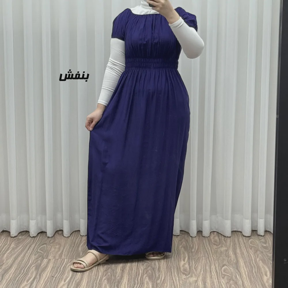 پیراهن ساحلی نخی زنانه و دخترانه آستین کوتاه فری سایز مدل باربی