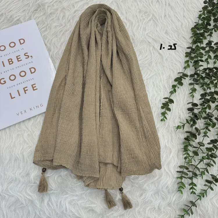 شال نخی برشکا قواره بزرگ طرح عدسی ابعاد 200 در 90 سانتی متر