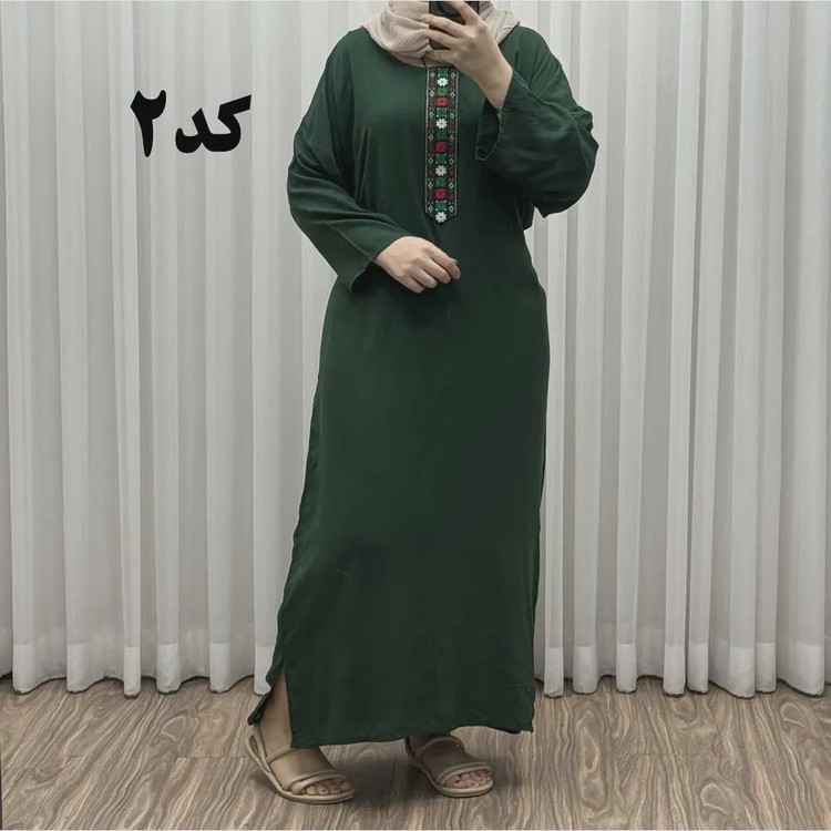 پیراهن کفتان کراش گلدوزی فری سایز زنانه تا سایز 52 شیک و راحت چهارفصل