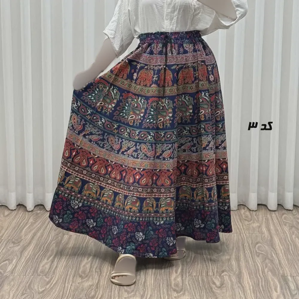 دامن زنانه لنگی کتان فری سایز مناسب تا سایز 52