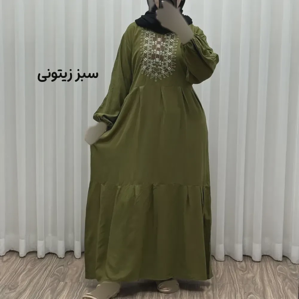 پیراهن ساحلی نخی زنانه مدل آیدا فری سایز مناسب تا 50 با کمربند