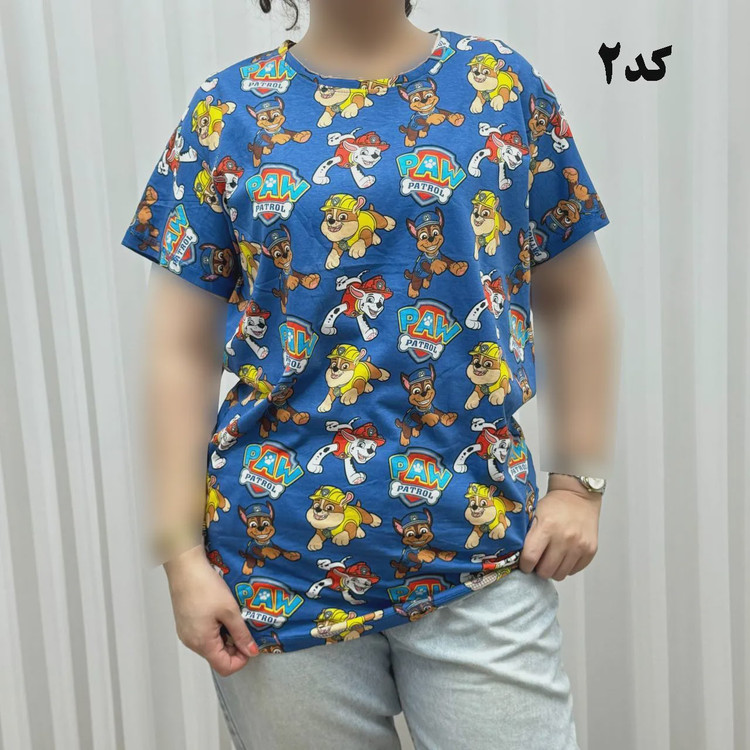 تیشرت طرحدار H M نخ پنبه چهارفصل زنانه دخترانه سایزبزرگ تا XL XXL XXXL تنخور راحت