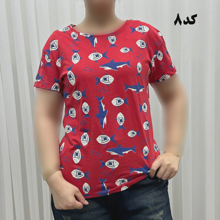 تیشرت طرحدار H M نخ پنبه چهارفصل زنانه دخترانه سایزبزرگ تا XL XXL XXXL تنخور راحت