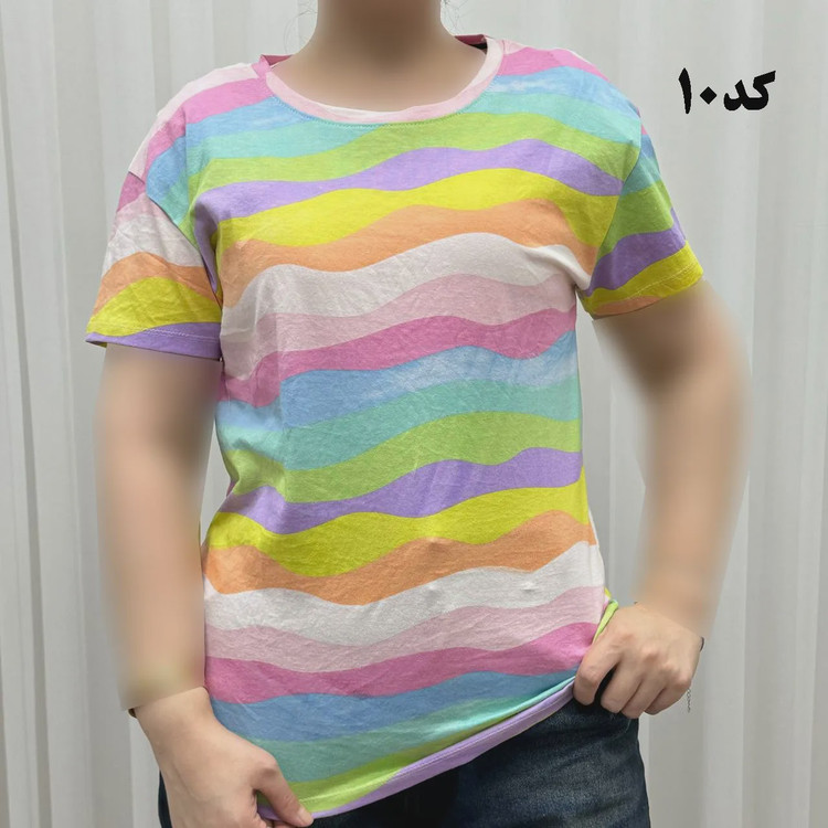 تیشرت طرحدار H M نخ پنبه چهارفصل زنانه دخترانه سایزبزرگ تا XL XXL XXXL تنخور راحت