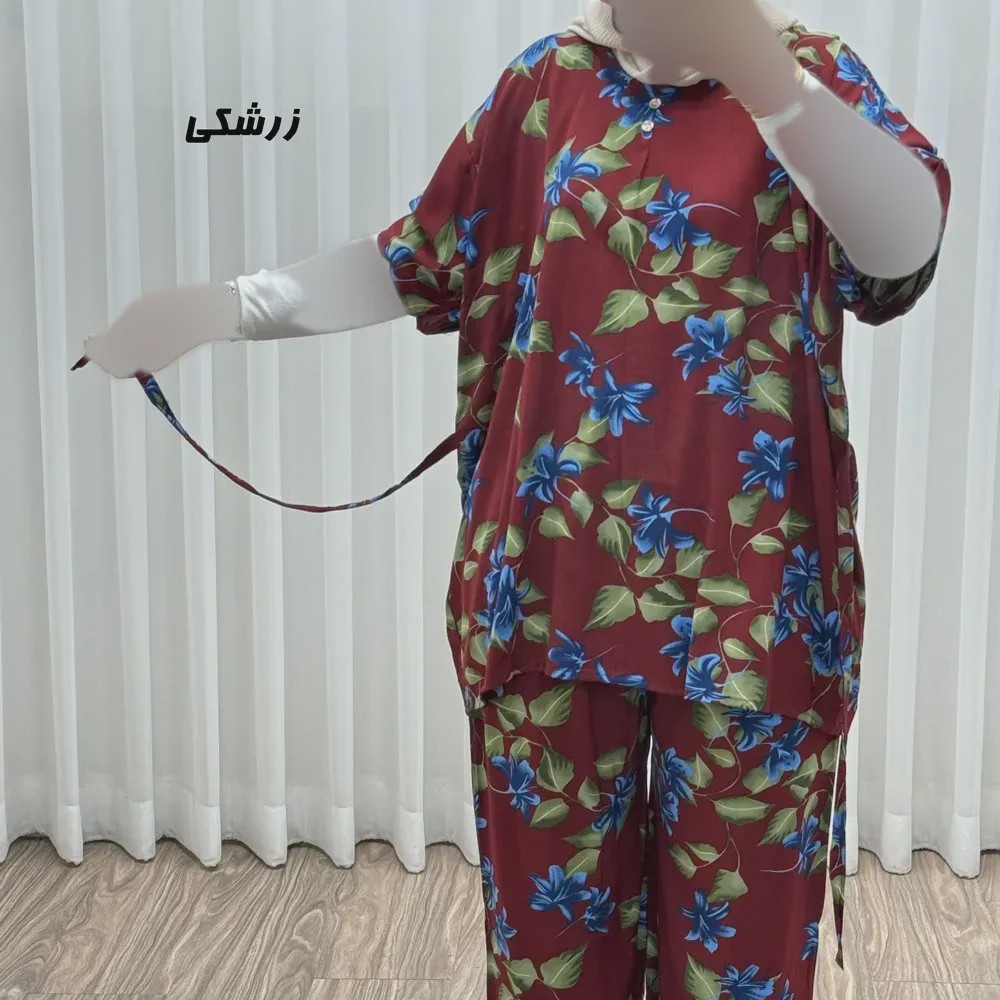 ست بلوز شلوار زنانه نخی فری سایز بزرگ مناسب تا سایز 54 چهارفصل