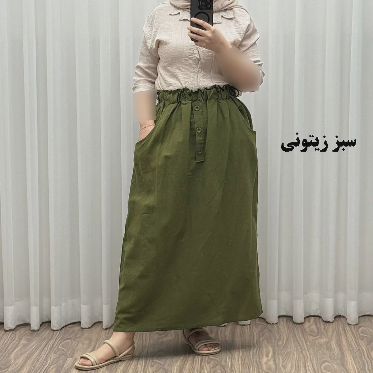 دامن لینن زنانه و دخترانه فری سایز مناسب تا سایز 48 قد 93 سانتیمتر