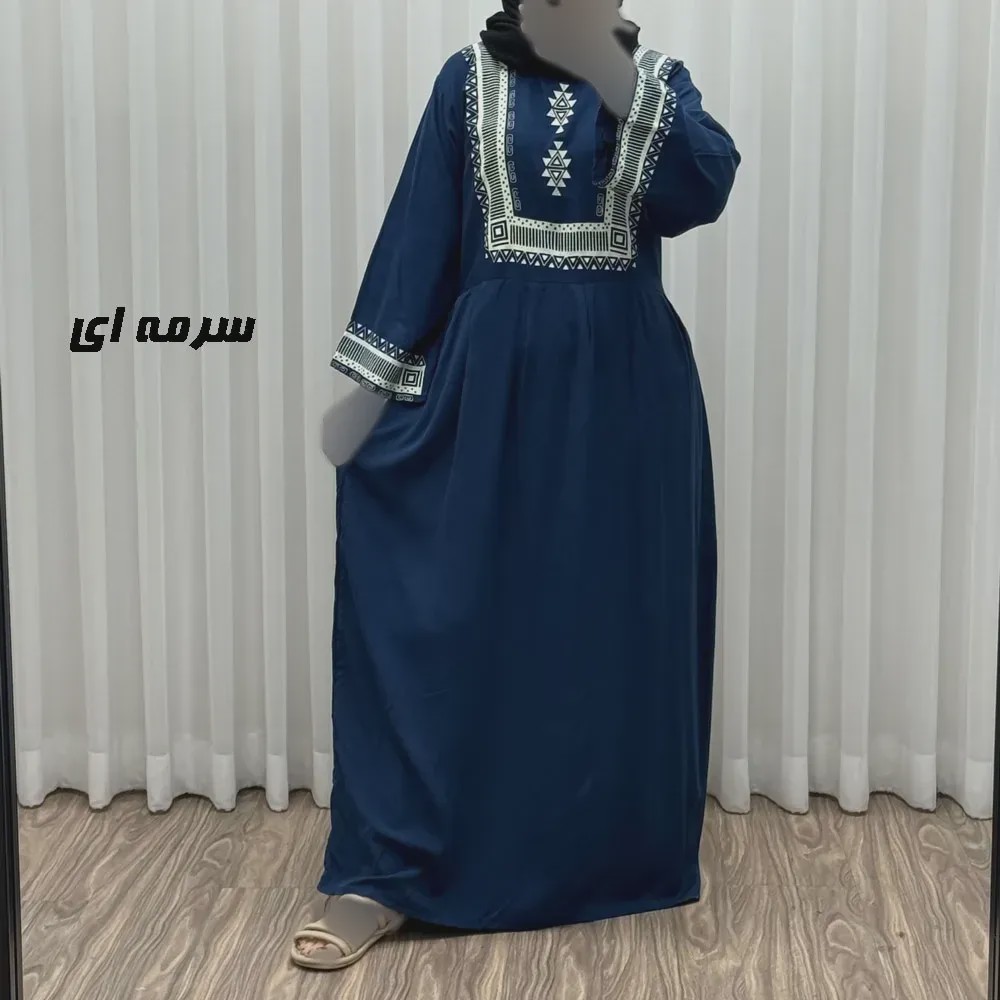 پیراهن ساحلی نخی زنانه مدل سرخپوستی فری سایز مناسب تا 44 با کمربند