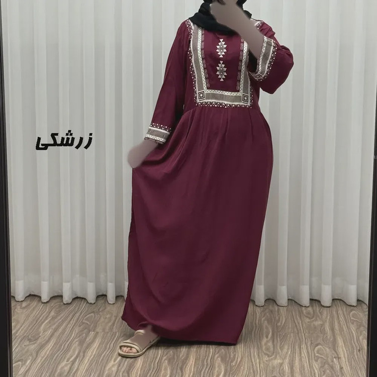 پیراهن ساحلی نخی زنانه مدل سرخپوستی فری سایز مناسب تا 44 با کمربند