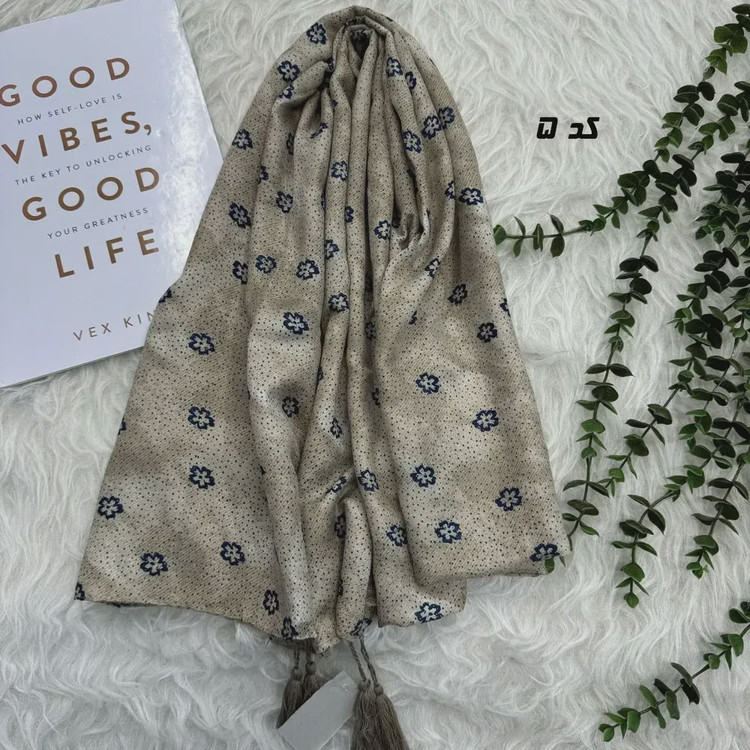 شال نخی طرح گل قواره 190 در 65 سانتیمتر